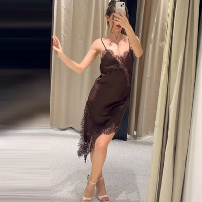 Dresses Lace Asymmetric Slip Dress