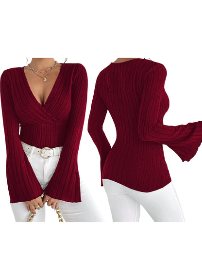 Stylish Women s  Fit Deep V Neck Blouse