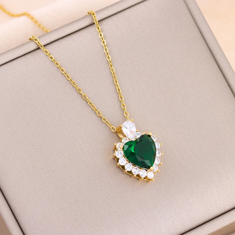 Green Zircon Crystal Pendant