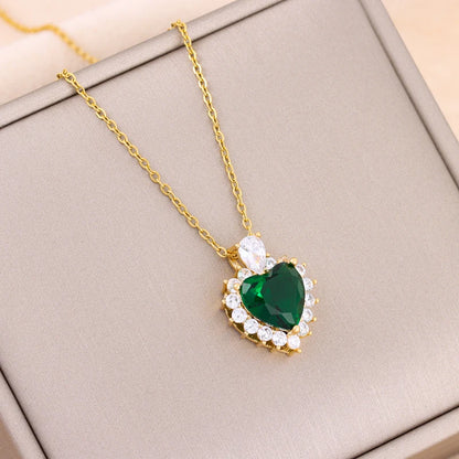 Green Zircon Crystal Pendant