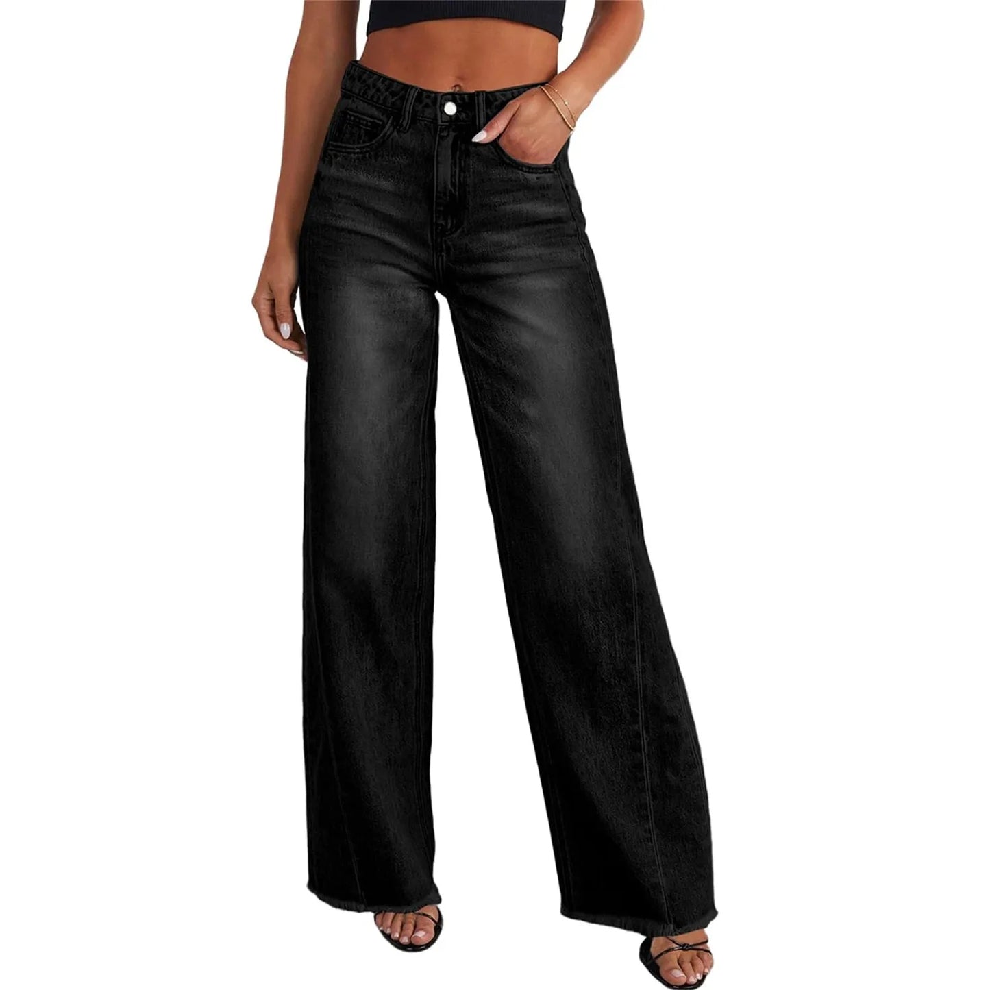 Retro High Waist Straight Leg Jeans