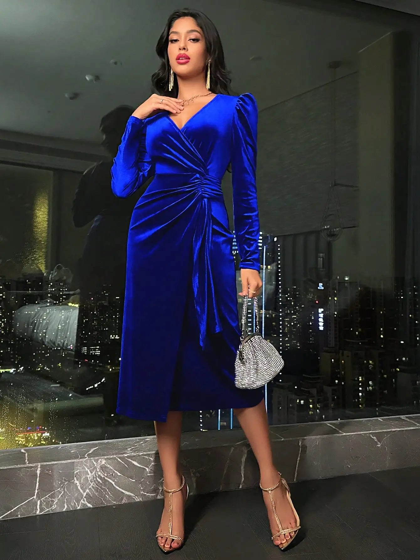 Unity Autumn Elegant Velvet Wrap Dress Max