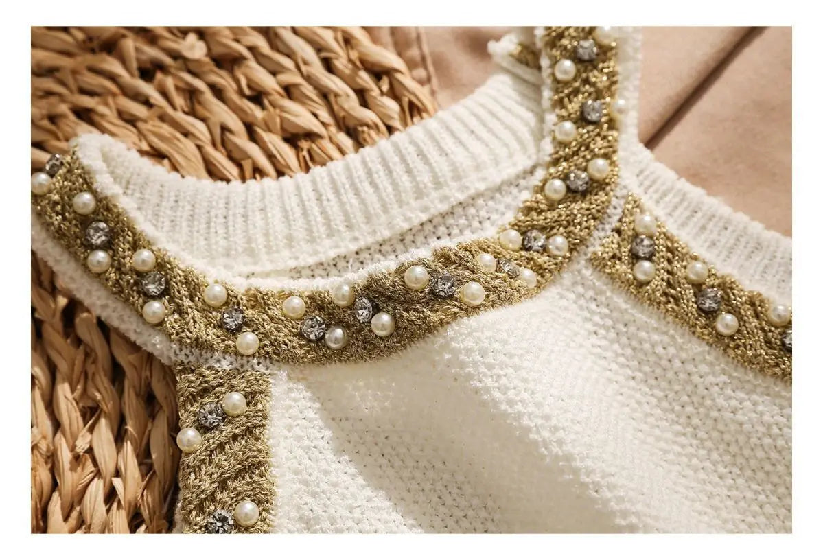 Fashionable Embroidered Flares  O-neck Sleeveless T-Shirts