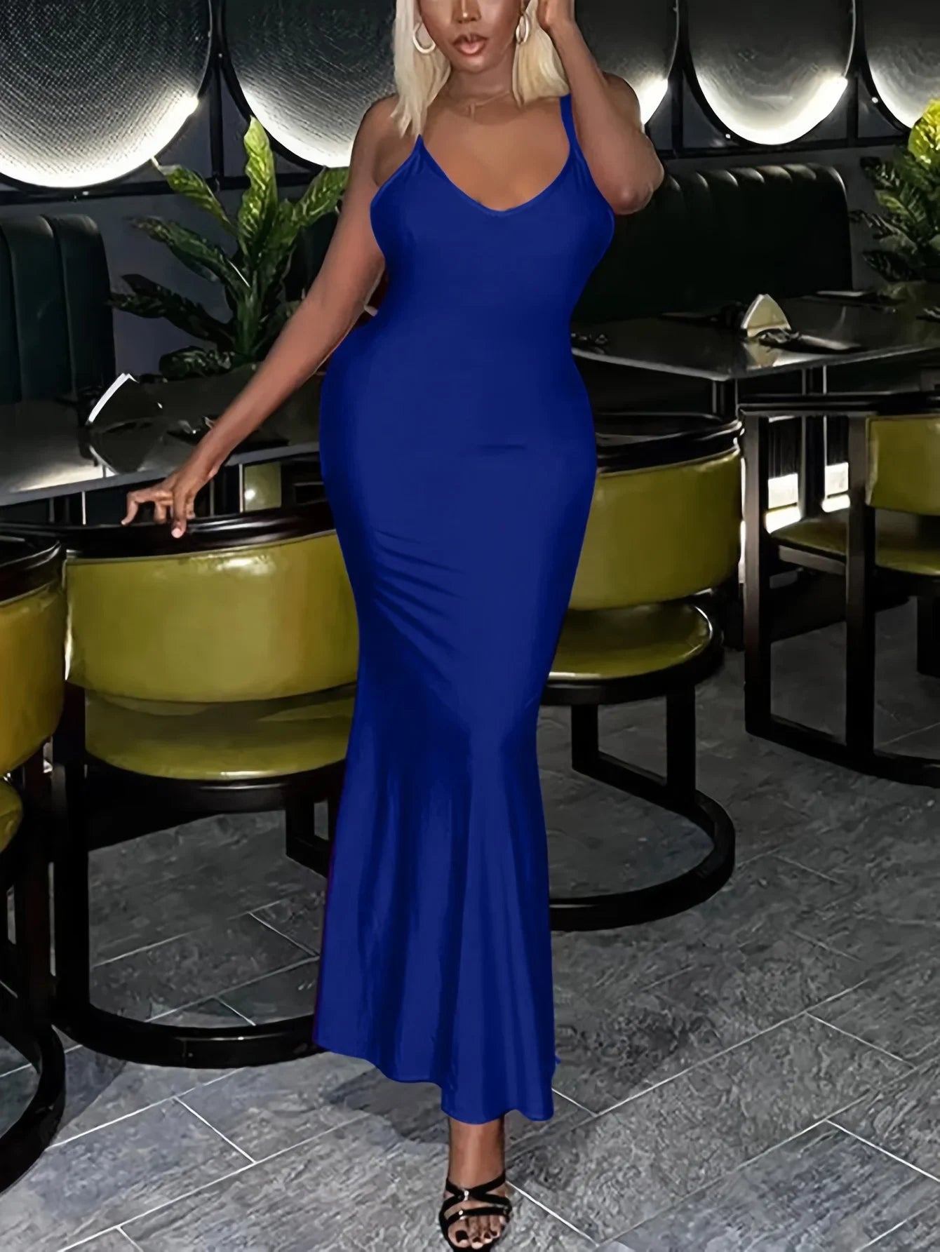 Sexy Sleeveless Backless  Spaghetti Strap Maxi Dress