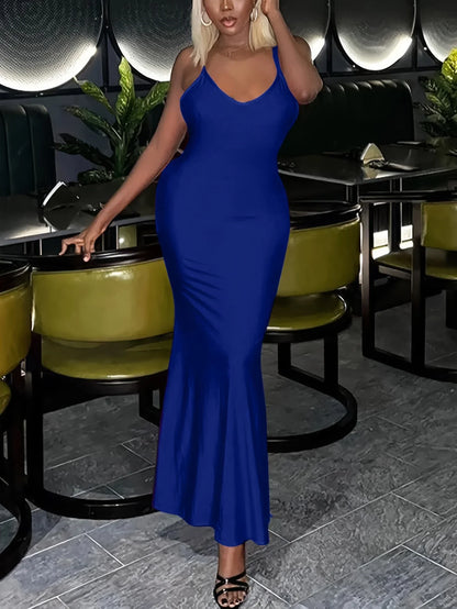 Sexy Sleeveless Backless  Spaghetti Strap Maxi Dress