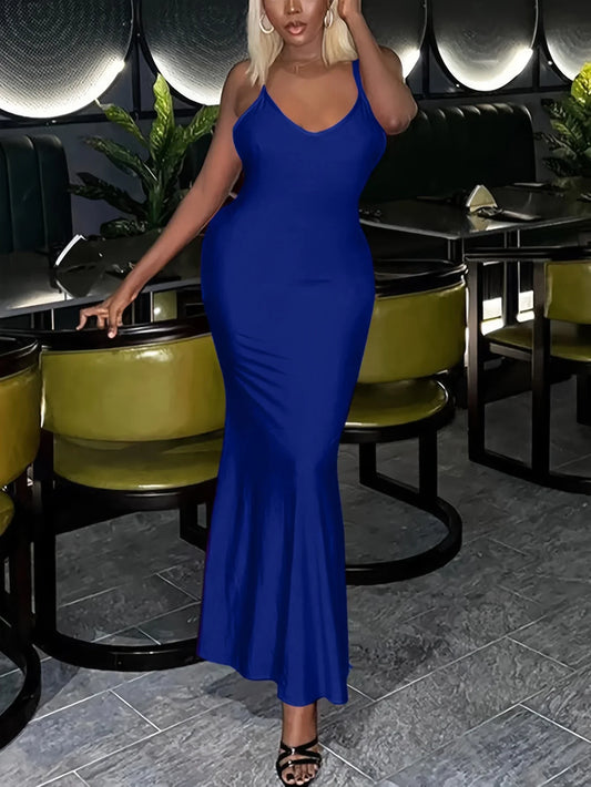 Sexy Sleeveless Backless  Spaghetti Strap Maxi Dress