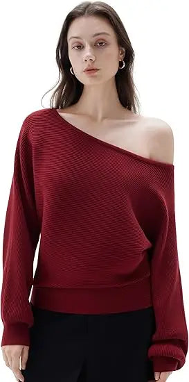 Cashmere Oversized Off Shoulder Pullover Sweaters