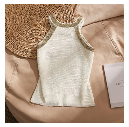Fashionable Embroidered Flares  O-neck Sleeveless T-Shirts