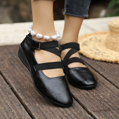 Mary Jane Flats with Pearl Ankle Strap
