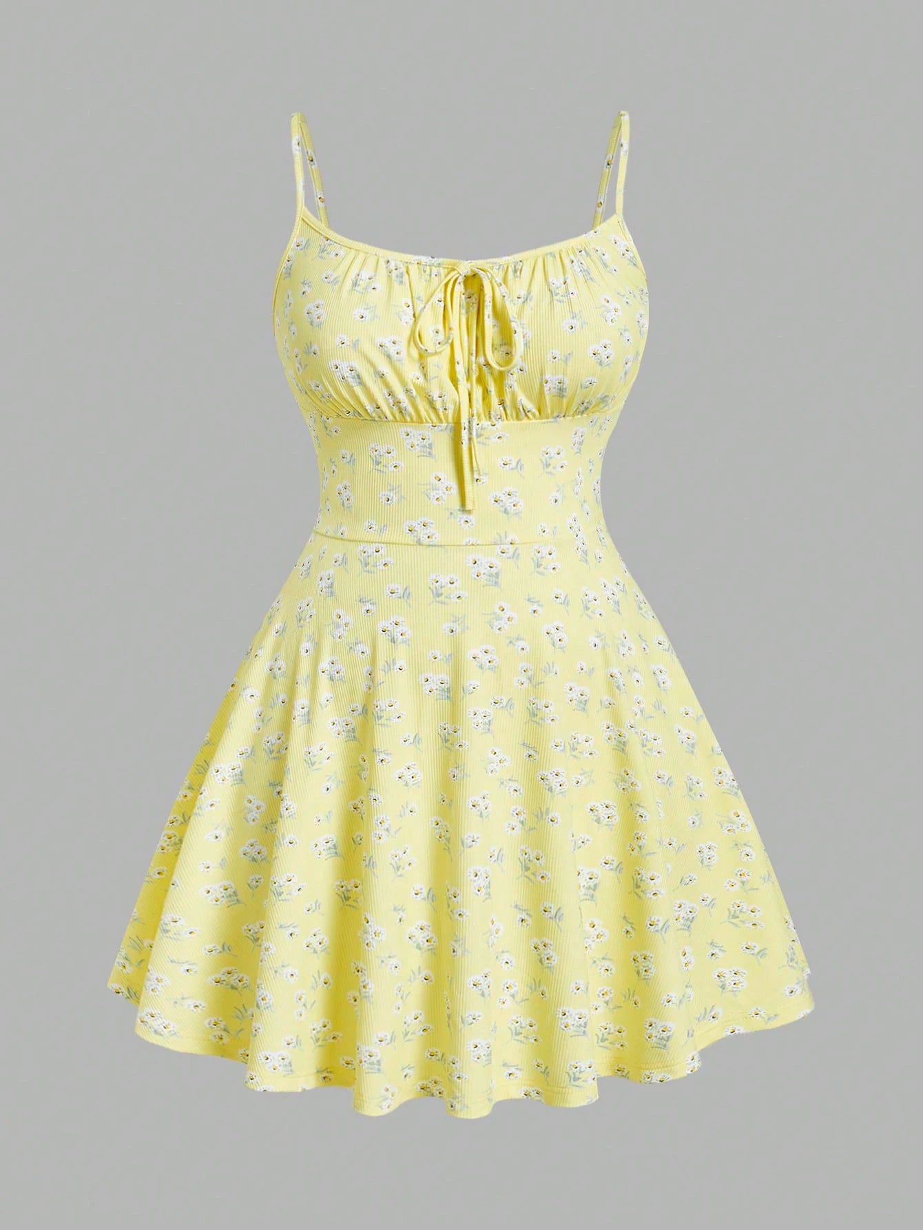 floral elegant sleeveless thin strap camisole dress