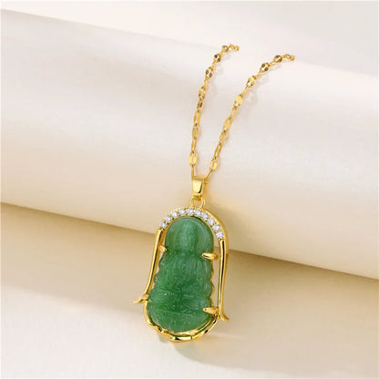 Green Zircon Crystal Pendant