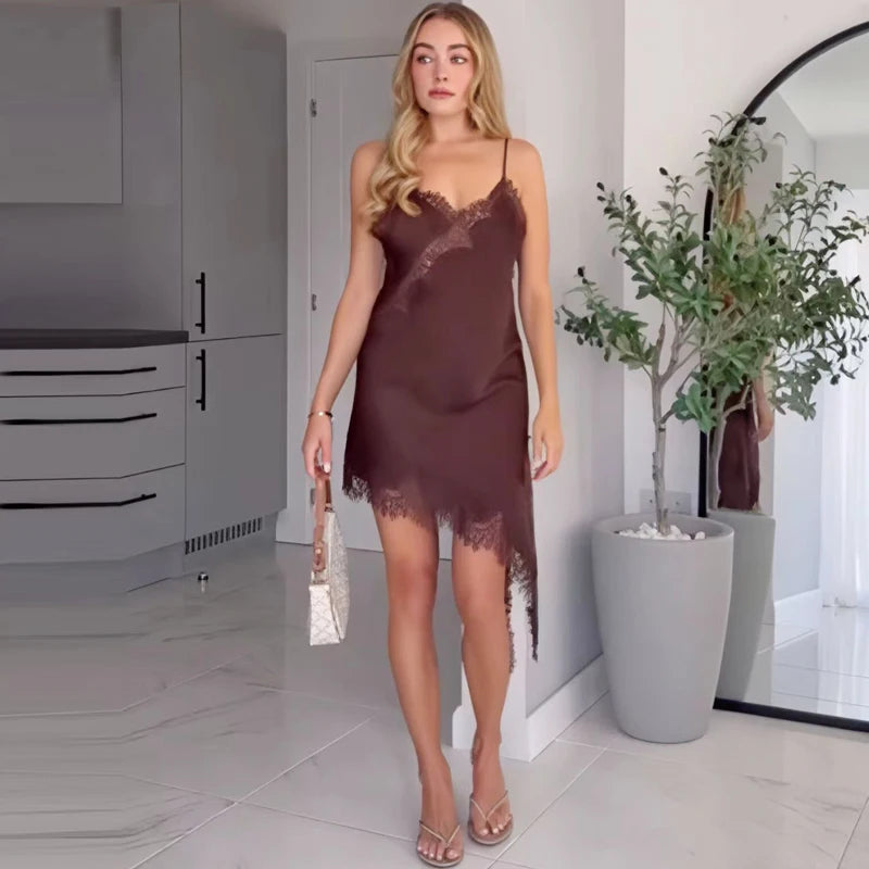 Dresses Lace Asymmetric Slip Dress