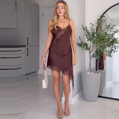 Dresses Lace Asymmetric Slip Dress