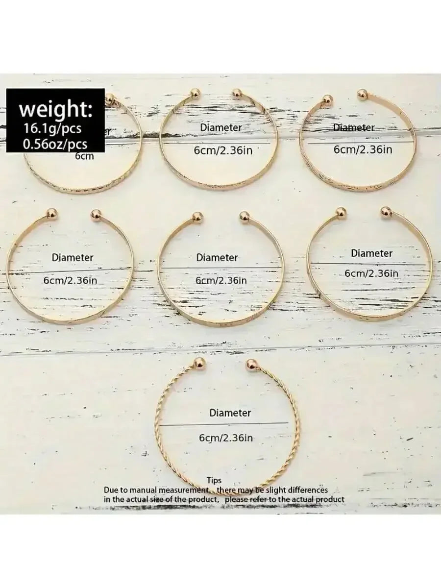 7-piece Metal Bead Decorative Bracelet