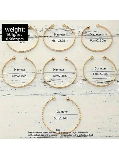 7-piece Metal Bead Decorative Bracelet