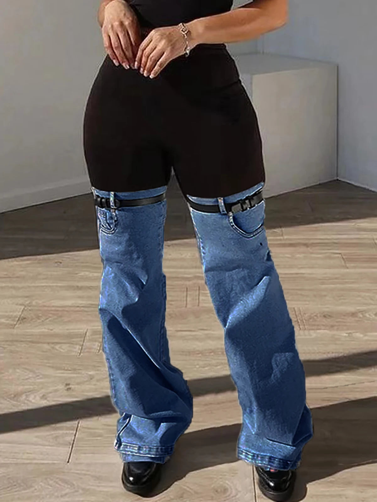Trendy High Waist Patchwork Pants