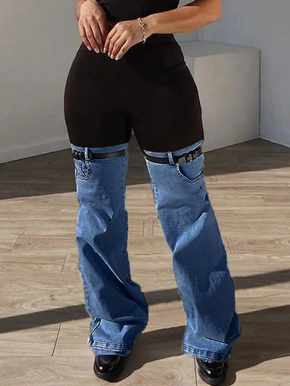 Trendy High Waist Patchwork Pants