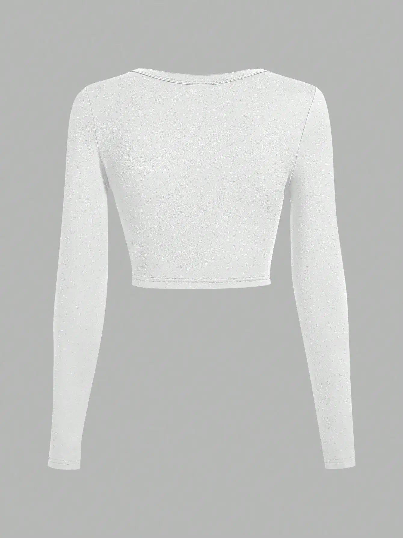 3-Pack Women's U-Neck Cropped Long Sleeve T-Shirts,