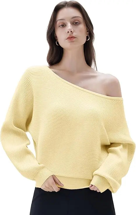 Cashmere Oversized Off Shoulder Pullover Sweaters