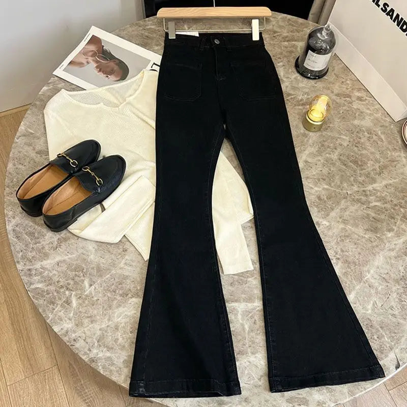 High Waist Trousers Loose Washed Denim Jeans