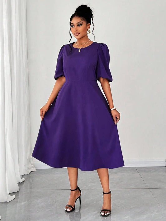Puff Sleeve Midi Dress
