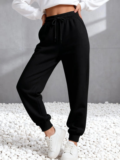 Womens Solid Color Autumn Sweatpants  Woman All-Match Drawstring Pant Y2K Colorful Jogging Pants Fashion Fleece Sportspants