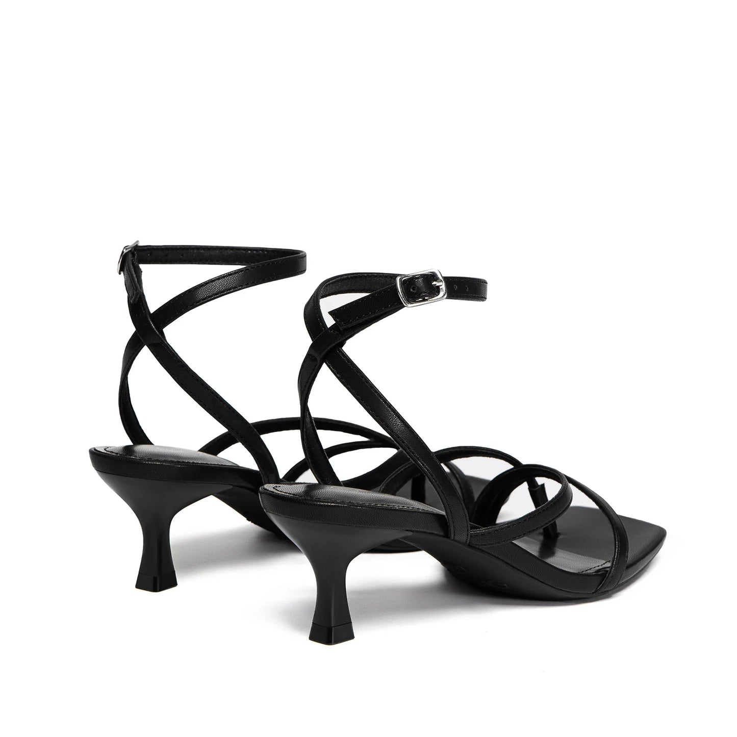 Strappy Kitten Heels Square Toe Sandals