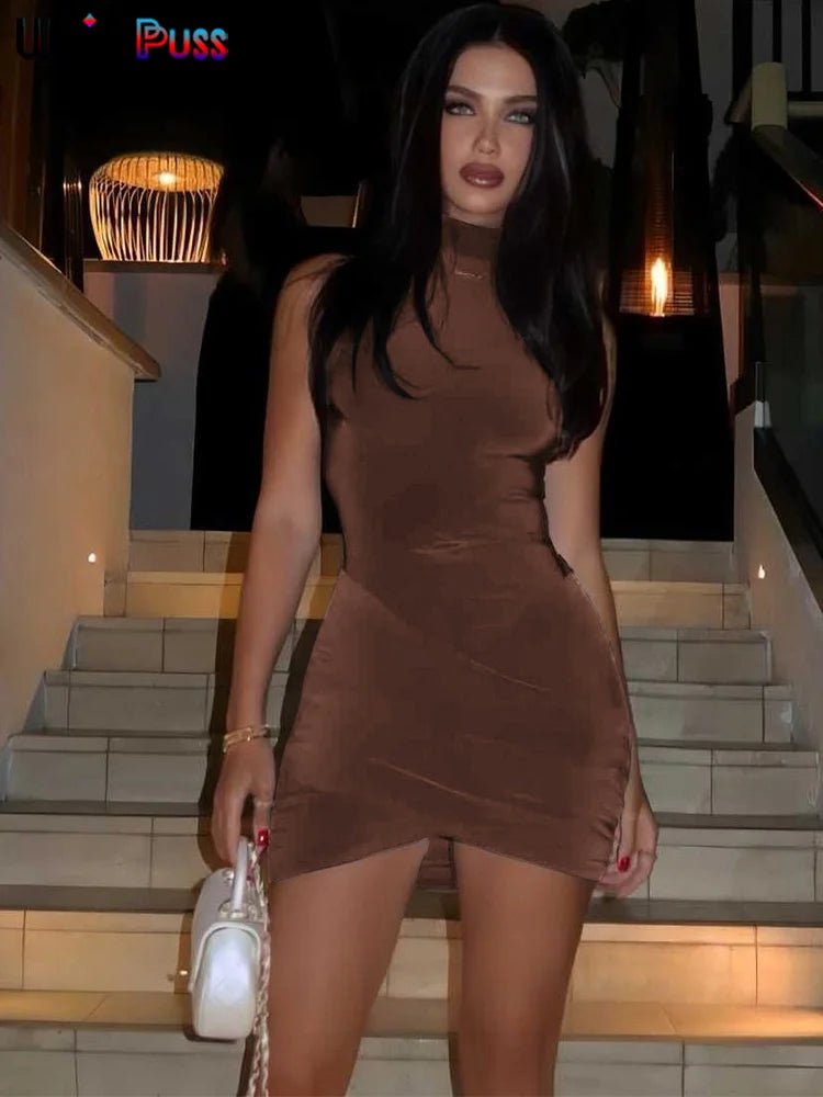 Weird Puss Cross Ruffles Mini Dress