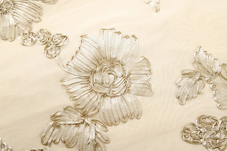 Elegant Flower Embroidery Maxi Dress