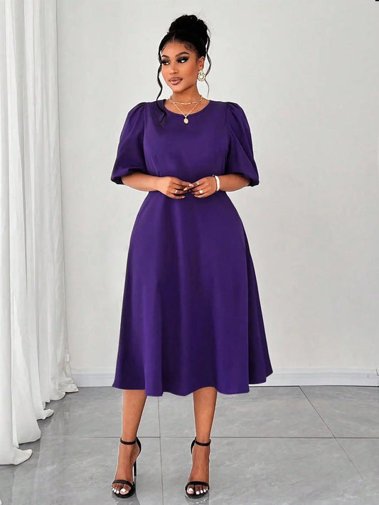 Puff Sleeve Midi Dress