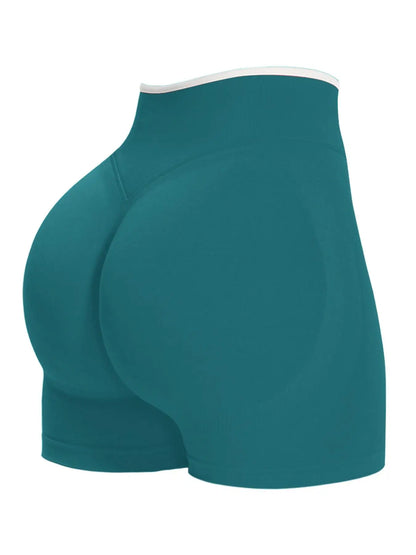 Seamless Color Lock Yoga Shorts, High Waist