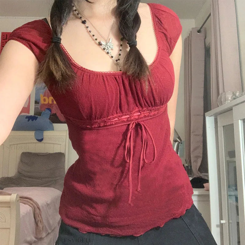 Sweet Lace Women Off Shoulder Tops