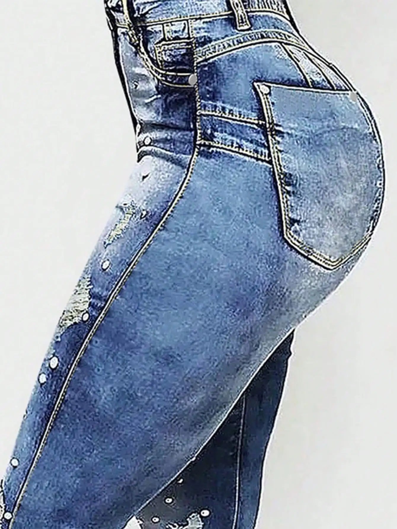 High Waisted Ripped Flared Jeans