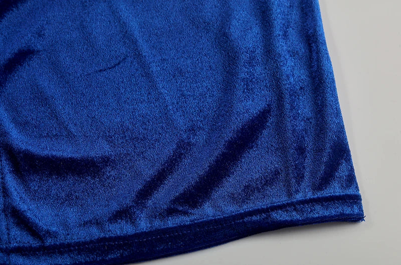 Velvet Swing Collar Sleeveless Slip Dress.