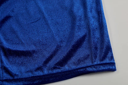 Velvet Swing Collar Sleeveless Slip Dress.