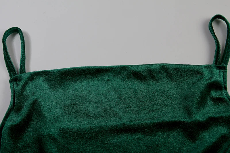 Velvet Swing Collar Sleeveless Slip Dress.