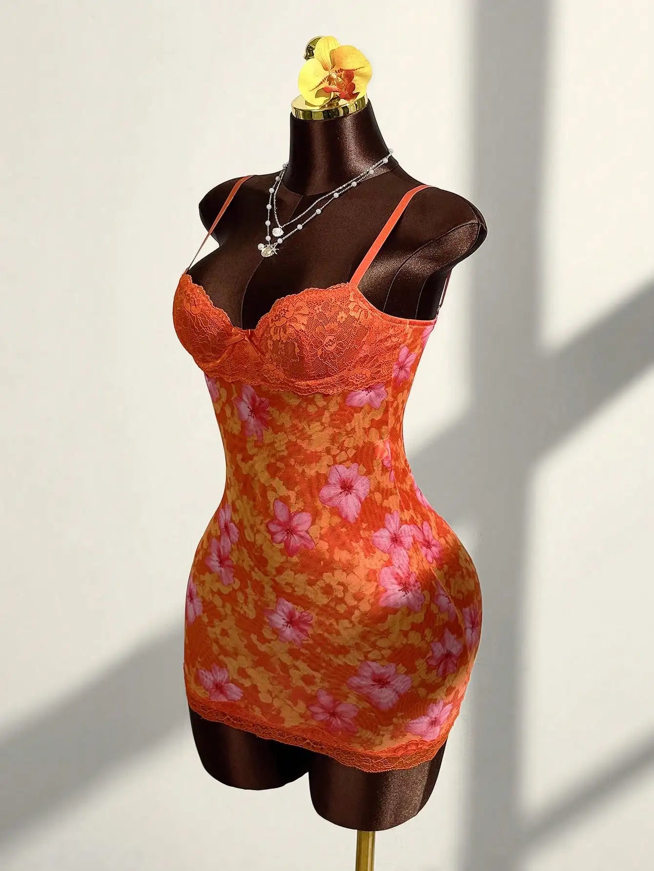 Floral Lace Mesh Bodycon Mini Dress