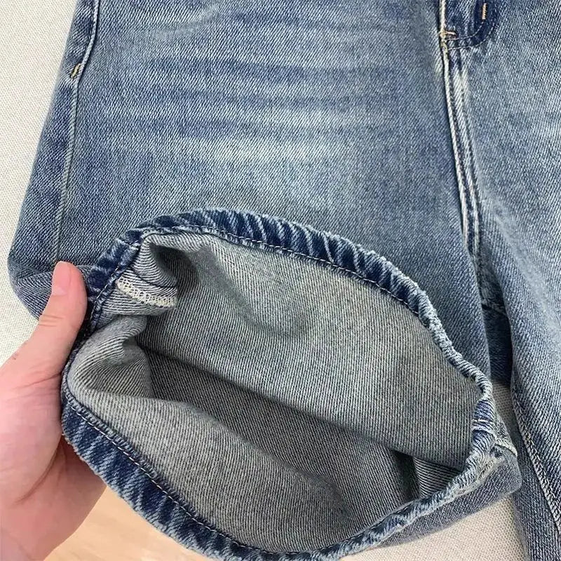 Casual Denim Shorts Wide Leg