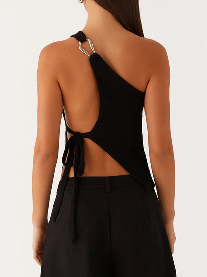 Elegant One Shoulder Blouse  Sleeveless