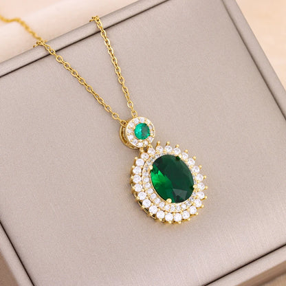Green Zircon Crystal Pendant