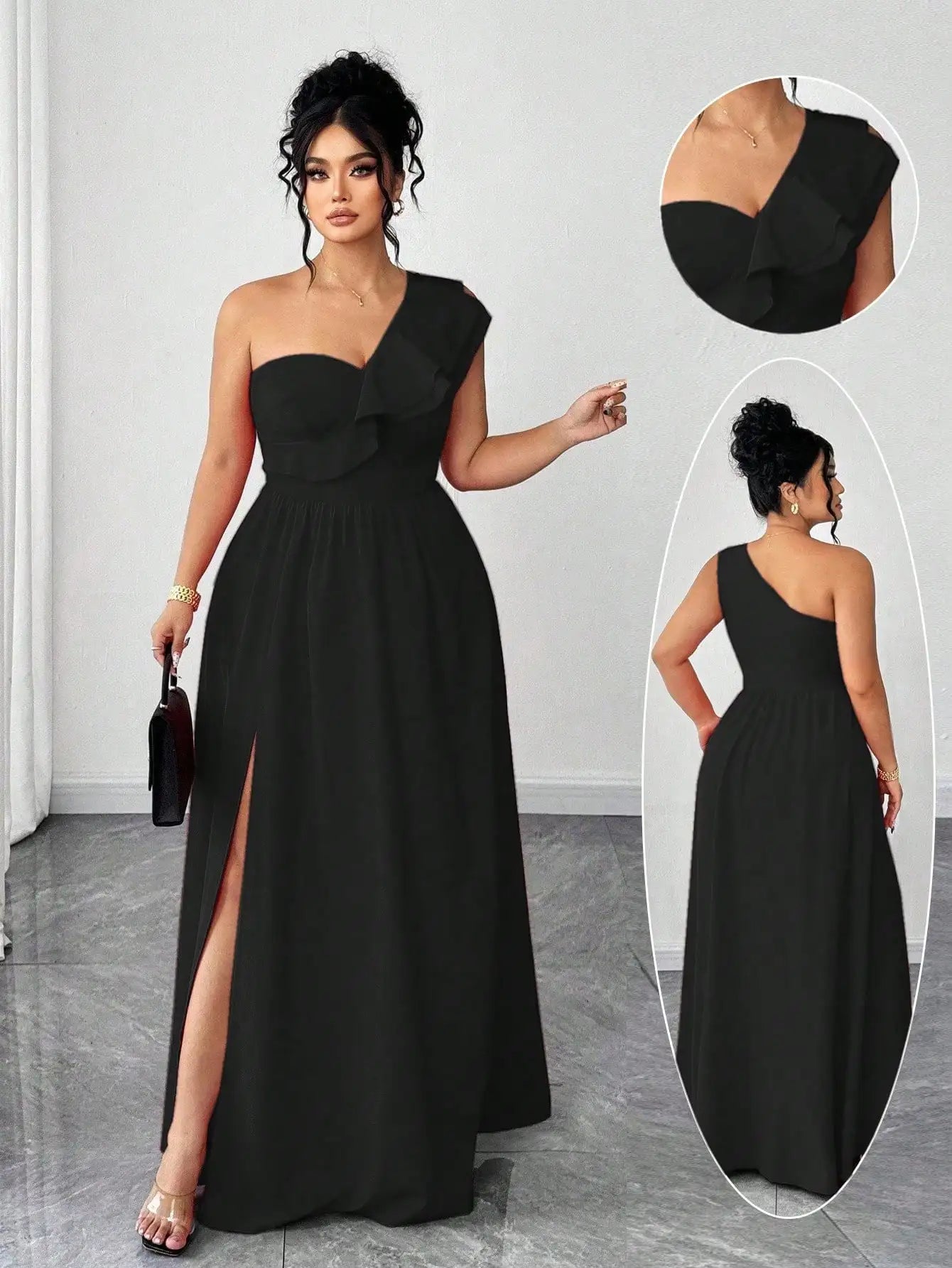 One-Shoulder Ruffle Maxi Dress