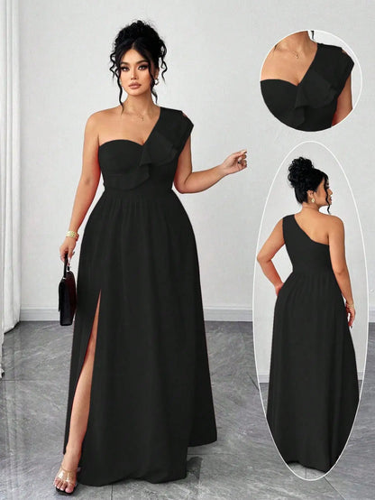 One-Shoulder Ruffle Maxi Dress