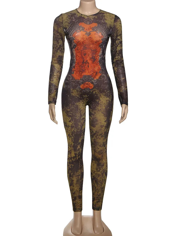 Sexy Fitness Jumpsuit Women Tie-Dye