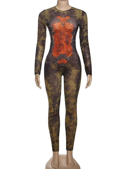 Sexy Fitness Jumpsuit Women Tie-Dye