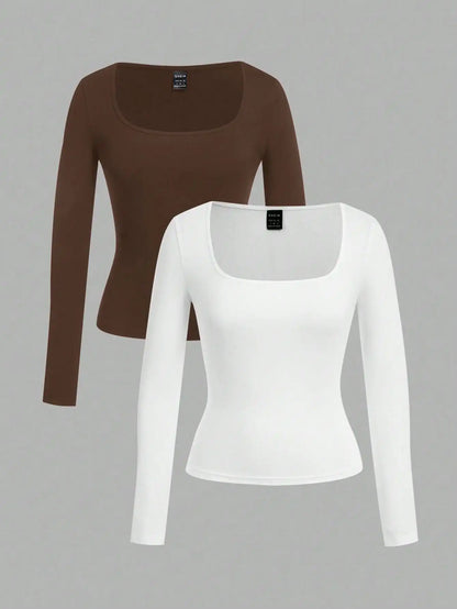 2-Pack Women's Square Neck T-Shirts -