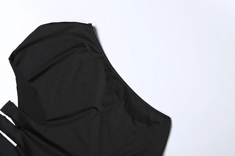 Sexy Hollow Design Skew Collar Maxi Dress