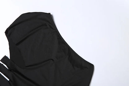 Sexy Hollow Design Skew Collar Maxi Dress