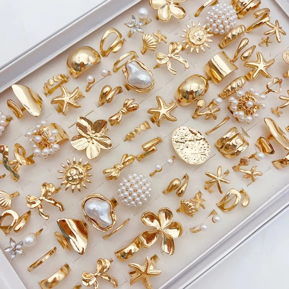 Elegant Flowers Geometric  Rings