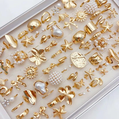 Elegant Flowers Geometric  Rings