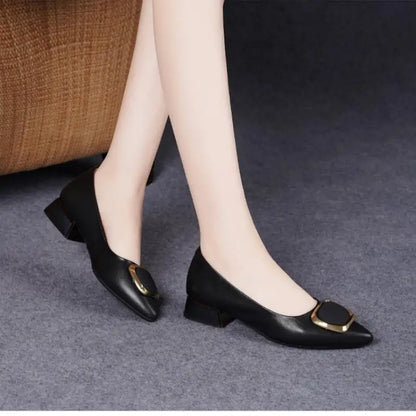 Women's Pointed-Toe Chunky Heel Pumps,